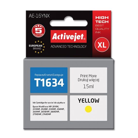 Activejet AE-16YNX Ink cartridge (replacement for Epson 16XL T1634; Supreme; 15 ml; yellow) | Techbox