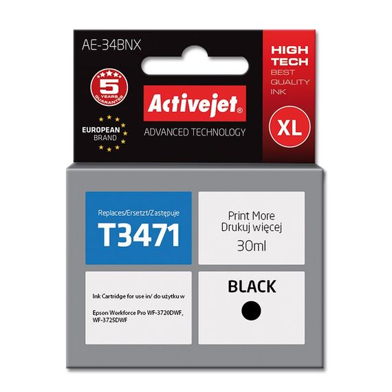 Activejet AE-34BNX ink (replacement for Epson 34XL T3471; Supreme; 30 ml; black) | Techbox
