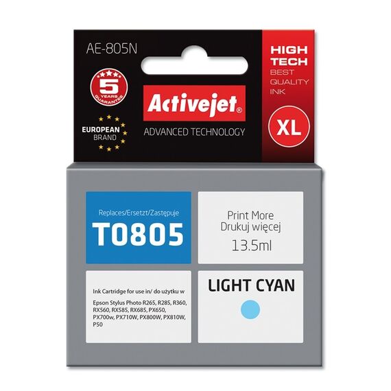 Activejet AE-805N Ink (replacement for Epson T0805; Supreme; 13,5 ml; light blue) | Techbox