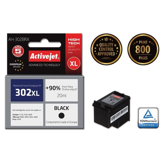 Activejet AH-302BRX ink (replacement for HP 302XL F6U68AE; Premium; 20 ml; black) | Techbox