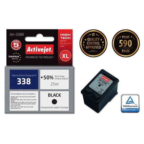 Activejet AH-338R Ink (replacement for HP 338 C8765EE; Premium; 25 ml; black) | Techbox