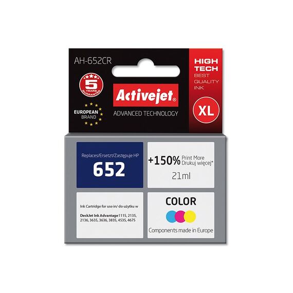 Activejet AH-652CR ink for Hewlett Packard 652 F6V24AE - Compatible Inks - Inks - Techbox