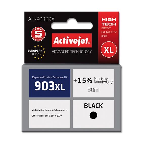 Activejet AH-903BRX Ink (replacement for HP 903XL T6M15AE; Premium; 30 ml; black) | Techbox