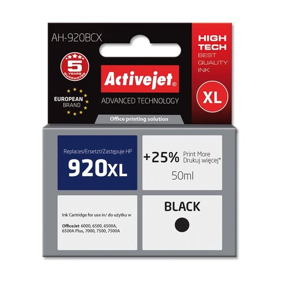 Activejet AH-920BCX Ink (replacement for HP 920XL CD975AE; Premium; 50 ml; black) | Techbox