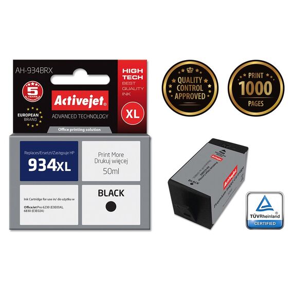 Activejet AH-934BRX Ink (replacement for HP 934XL C2P23AE; Premium; 50 ml; black) | Techbox