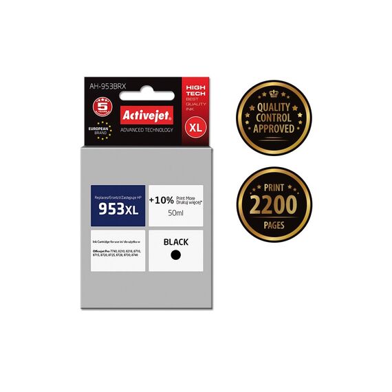 Activejet AH-953BRX ink for HP printer; HP 953XL L0S70AE replacement; Premium; 50 ml; black | Techbox