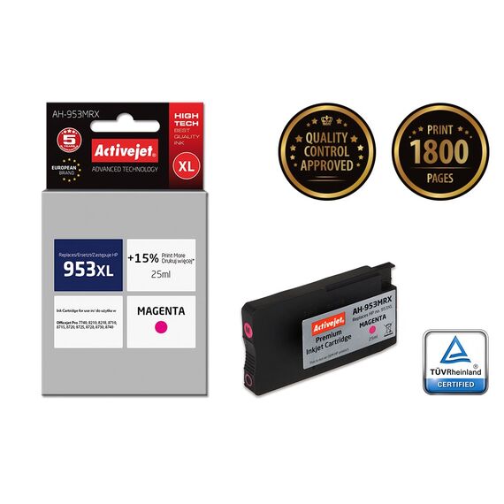 Activejet AH-953MRX ink (replacement for HP 953XL F6U17AE; Premium; 25 ml; magenta) | Techbox