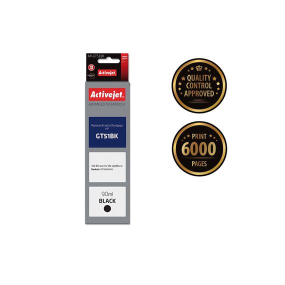 Activejet AH-GT51Bk ink (replacement for HP GT-51BK M0H57AE; Supreme; 90 ml; black) | Techbox