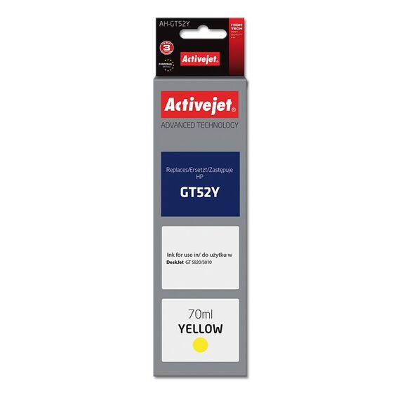 Activejet AH-GT52Y ink for HP printer; HP GT-52Y M0H56AE replacement; Supreme; 70 ml; yellow - Compatible Inks - Inks - Techbox