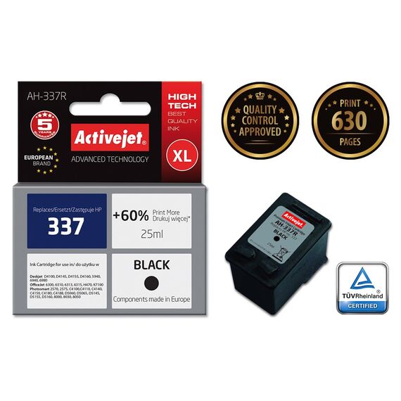 Activejet AH-337R Ink Cartridge (replacement for HP 337 C9364EE; Premium; 25 ml; black) | Techbox