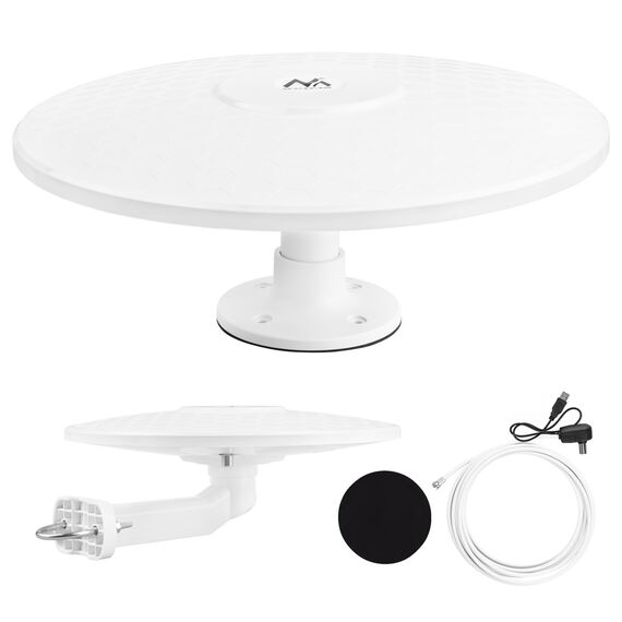 Maclean DVB-T/T2 HEVC omni-directional antenna, active, camper, central cable mount, MCTV-104 | Techbox