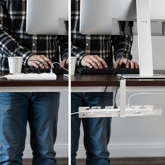 Maclean under-desk cable organizer, max. load 5kg, white, MC-105 W | Techbox
