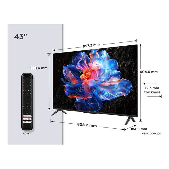 TCL 43P69K TV 109.2 cm (43") 4K Ultra HD Smart TV Wi-Fi Black - TV - TV - Techbox