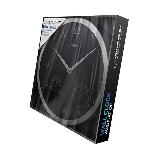 Esperanza Washington Black Mechanical Wall Clock Round Black - Clocks - Home - Techbox