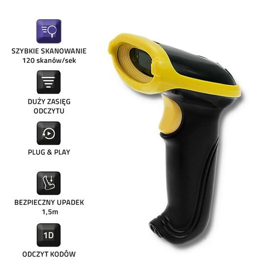 Qoltec 50862 Wireless Laser Barcode Scanner 1D | 2.4GHz | Techbox