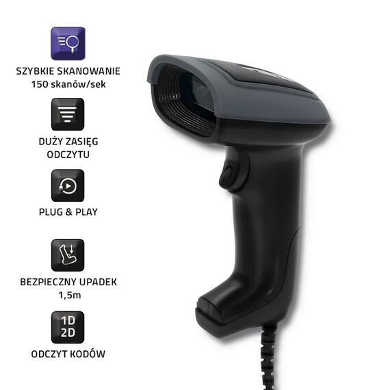Qoltec 50863 Wired QR & BARCODE Scanner | USB | Techbox