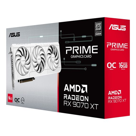 ASUS Prime -RX9070XT-O16G-WHITE AMD Radeon RX 9070 XT 16 GB GDDR6 - Graphic Cards - Laptops & PC Builds - Techbox
