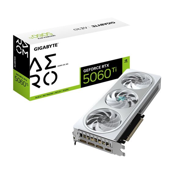 GIGABYTE GeForce RTX 5060 Ti AERO OC 8G Graphics Card - 8GB GDDR7, 128bit, PCI-E 5.0, 2647MHz Core Clock, 3 x DisplayPort, 1 x HDMI, GV-N506TAERO OC-8GD | Techbox