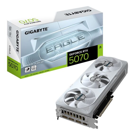 GIGABYTE GeForce RTX 5070 EAGLE OC ICE SFF 12G Graphics Card - 12GB GDDR7, 192bit, PCI-E 5.0, 2587 MHz Core Clock, 3 x DP 2.1a, 1 x HDMI 2.1b, NVIDIA DLSS 4, GV-N5070EAGLEOC ICE-12GD - Graphic Cards - Laptops & PC Builds - Techbox