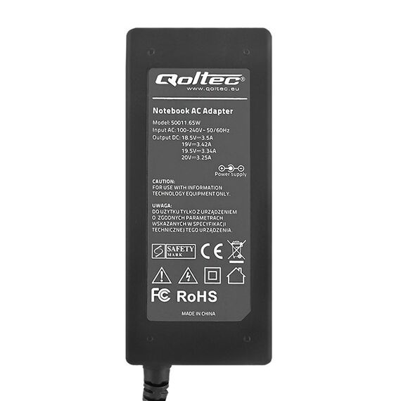 Qoltec 50011 power adapter/inverter Indoor 65 W Black | Techbox