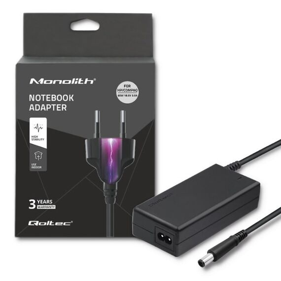 Qoltec 50085.90W Power adapter for Dell | 90W | 19.5V | 4.62A | 7.4*5.0+pin | +power cable | Techbox