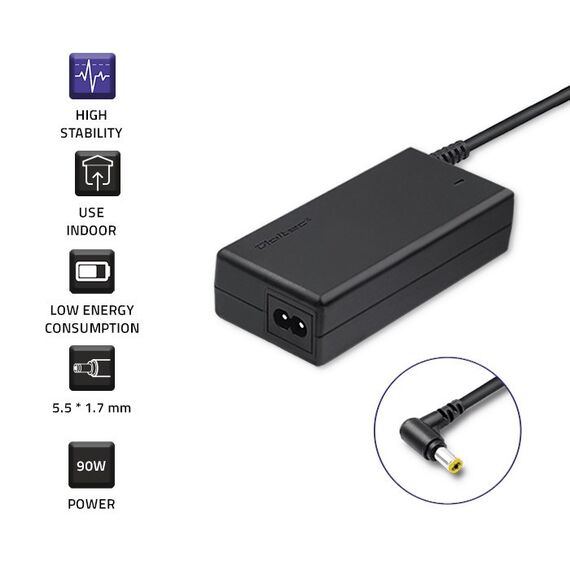 Qoltec 50087 Power adapter for Acer | 90W | 19V | 4.74A | 5.5*1.7 | +power cable | Techbox