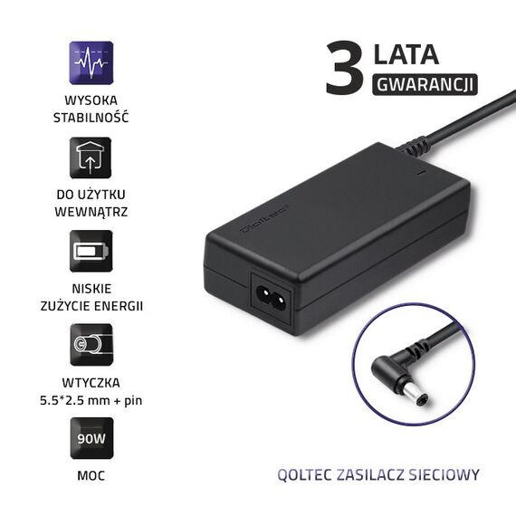 Qoltec 50090.90W power adapter/inverter Indoor Black | Techbox