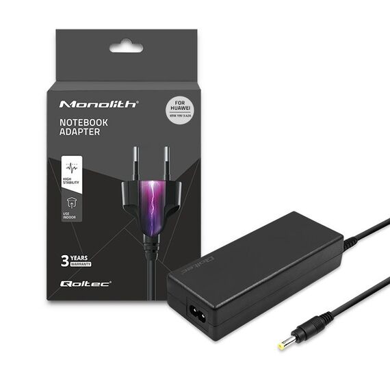 Qoltec 51038 power adapter/inverter Indoor 65 W Black - Laptop Chargers - Laptop - Techbox