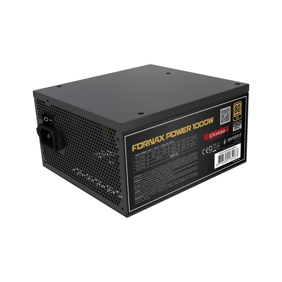 Gembird CCC-PSUGOLD-1000W Power supply unit Fornax Power 1000W active PFC 12cm fan 80+Gold | Techbox