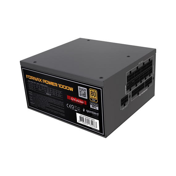 Gembird CCC-PSUGOLD-1000W Power supply unit Fornax Power 1000W active PFC 12cm fan 80+Gold | Techbox