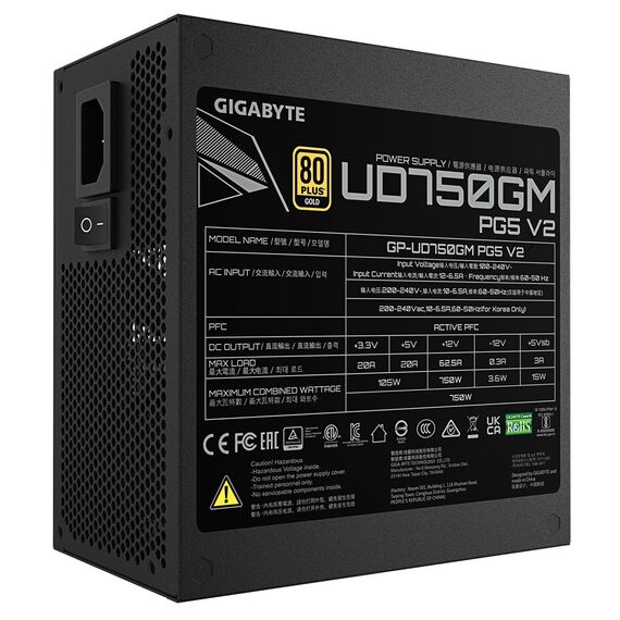 Gigabyte UD750GM 750W PG5 V2 power supply (GP-UD750GM PG5 V2) - PSU - Laptops & PC Builds - Techbox
