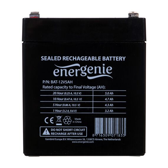Gembird 12V, 5Ah Sealed Lead Acid (VRLA) - UPS Batteries - Surge Protection - Techbox