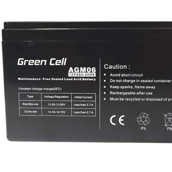 Green Cell AGM06 UPS battery Sealed Lead Acid (VRLA) 12 V 9 Ah - UPS Batteries - Surge Protection - Techbox