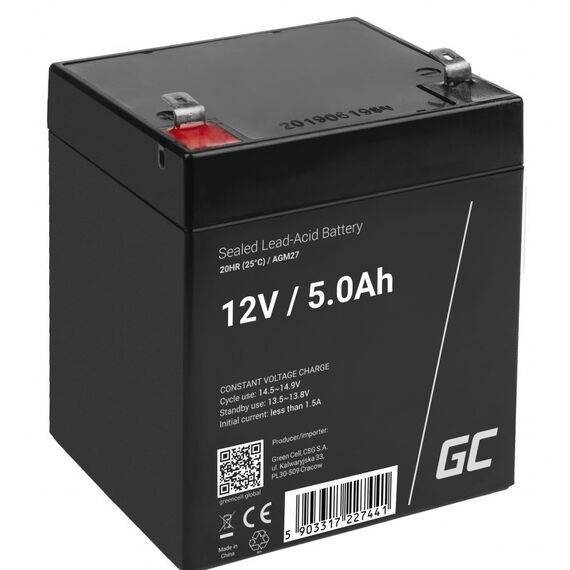 Green Cell AGM27 UPS battery Sealed Lead Acid (VRLA) 12 V 5 Ah - UPS Batteries - Surge Protection - Techbox