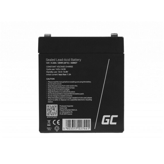 Green Cell AGM27 UPS battery Sealed Lead Acid (VRLA) 12 V 5 Ah - UPS Batteries - Surge Protection - Techbox