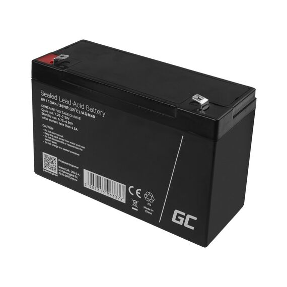 Green Cell AGM40 UPS battery Sealed Lead Acid (VRLA) 6 V 15 Ah - UPS Batteries - Surge Protection - Techbox