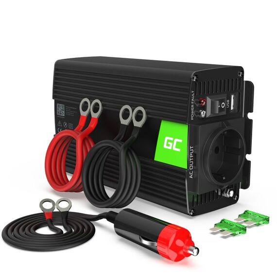 Green Cell INV16 power adapter/inverter Auto 500 W Black | Techbox