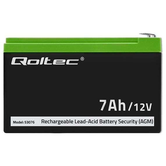 Qoltec 53076 AGM battery | 12V | 7Ah | max. 105A | Security | Techbox