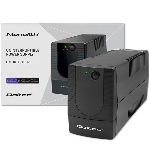Qoltec 53773 Uninterruptible power supply Line Interactive | Monolith | 850VA | 480W - UPS & Surge Protectors - Surge Protection - Techbox