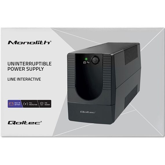 Qoltec 53773 Uninterruptible power supply Line Interactive | Monolith | 850VA | 480W - UPS & Surge Protectors - Surge Protection - Techbox
