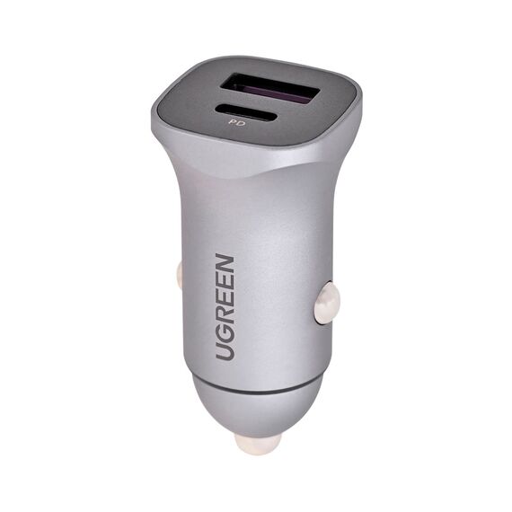 Ugreen USB Type-C / USB 24W Power Delivery Quick Charge car charger, grey (30780) - Car Chargers - Smartphone Chargers - Techbox