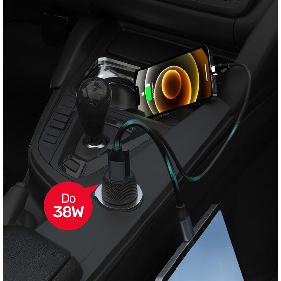 Unitek P1400A Car charger 38W USB-A USB-C QC 3.0 | Techbox