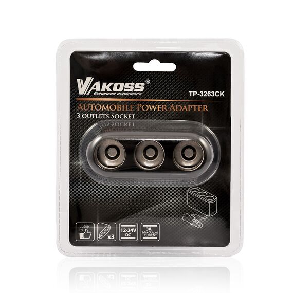 Vakoss TP-3263CK Car Cigarette Lighter Splitter | Techbox