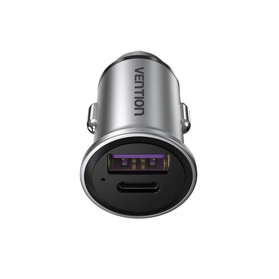 Vention Two-Port USB A+A(30+30) Car Charger Gray Mini Style Aluminium Alloy Type | Techbox
