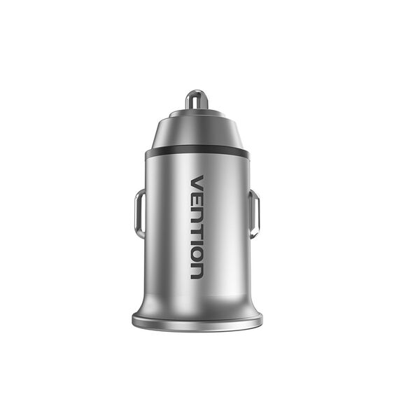 Vention Two-Port USB A+A(30+30) Car Charger Gray Mini Style Aluminium Alloy Type | Techbox
