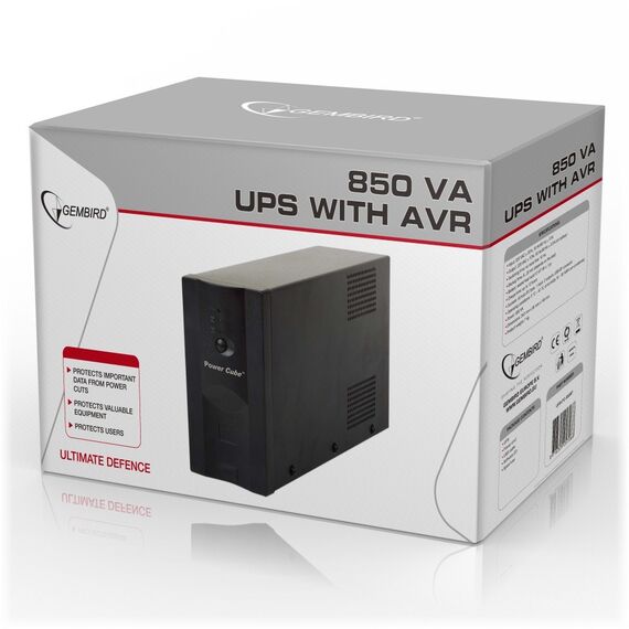 Gembird UPS-PC-850AP uninterruptible power supply (UPS) Line-Interactive 0.85 kVA 520 W 4 AC outlet(s) - UPS & Surge Protectors - Surge Protection - Techbox