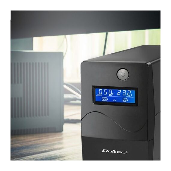 Qoltec Monolith uninterruptible power supply (UPS) Double-conversion (Online) 0.45 kVA 240 W 2 AC outlet(s) - UPS & Surge Protectors - Surge Protection - Techbox