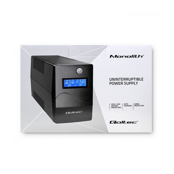 Qoltec Monolith uninterruptible power supply (UPS) Double-conversion (Online) 0.45 kVA 240 W 2 AC outlet(s) - UPS & Surge Protectors - Surge Protection - Techbox