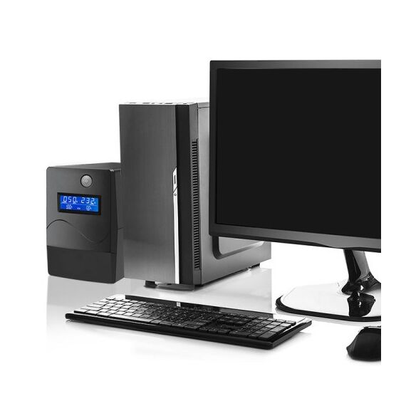 Qoltec Monolith uninterruptible power supply (UPS) Double-conversion (Online) 0.45 kVA 240 W 2 AC outlet(s) - UPS & Surge Protectors - Surge Protection - Techbox