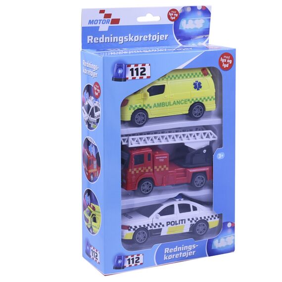 Motor 112 - Pullback Rescue Vehicles w.light & sound (3 pcs) (I-1600006) / Toys
